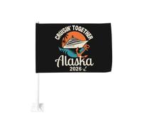 Drapeau de voiture « Croisière en Alaska 2026 » - Créez des souvenirs ensemble - Drapeau double face 30 x 45 c