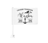 Drapeau de voiture « Croisière en Alaska 2026 » - Créez des souvenirs ensemble - Drapeau double face 30 x 45 c