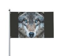 Drapeau décoratif extérieur avec motif loup aux yeux bleus pour jardin, porche, mur, terrasse, porte d'entrée, arrière-cour