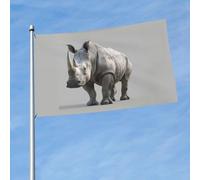 Drapeau décoratif extérieur imprimé rhinocéros animaux pour jardin, porche, mur, terrasse, porte d'entrée, bannière de cour