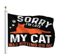 Drapeau Désolée pour le retard, mon chat était extérieur drapeaux | Bannière Supérieure Drapeau De Jardin pour Maison Jardin intérieure