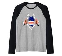 Drapeau du Cap-Vert Graphique déchiré Fierté Cap-Verdienne Manche Raglan