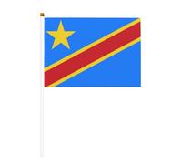 Drapeau du Congo Petits drapeaux sur bâtons - Durable 14 x 21 cm Mini drapeaux pour cour, jardin et décoration extérieure, lot de 6 et 12