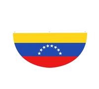 Drapeau du Venezuela en demi-cercle à suspendre pour l'extérieur | 1 bannière imperméable et durable à 3 œillets pour porche, clôture et balcon. Événements patriotiques de la fête nationale