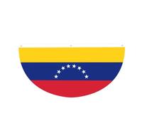 Drapeau du Venezuela en demi-cercle à suspendre pour l'extérieur | 1 bannière imperméable et durable à 3 œillets pour porche, clôture et balcon. Événements patriotiques de la fête nationale