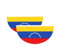 Drapeau du Venezuela en demi-cercle à suspendre pour l'extérieur | Lot de 2 bannières imperméables et durables à 3 œillets pour porche, clôture et balcon. Événements patriotiques de la fête