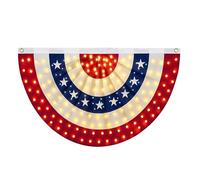 Drapeau en éventail plissé - 250e anniversaire avec LED | Décoration pour porche avec bannière patriotique à fanions pour propriétaires, maison, passionnés, terrasse, clôture, jardin, fêtes BB