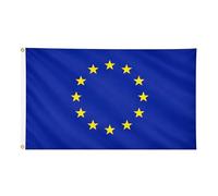 Drapeau européen de l'Union européenne de 1,5 x 0,9 m - Bleu avec étoiles jaunes - Décorations d'événements sportifs de football - Bannière pour supporter les fans de la Coupe du monde