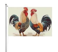 Drapeau extérieur double face Coq et poule xft, polyester résistant aux intempéries durable avec couleurs vives pour jardin, cour, terrasse ou maison