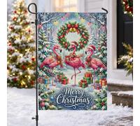 Drapeau fantaisie oiseau tropical Noël vacances jardin 30,5 x 45,7 cm | Chapeaux de Père Noël, drapeau de cour, boîtes cadeaux, pins, pays des merveilles d'hiver, couronne de vacances