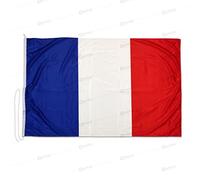 Drapeau France 100x70cm en tissu nautique coupe-vent 115g/m², drapeau français 100x70 professionnel lavable, drapeau de la France 100x70cm avec cordon, double couture périmétrique et bande de renfort