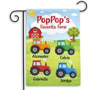 Drapeau Grand père avec son tracteur Porche 30x45cm | Drapeau De Jardin personnalisés pelouse drapeaux pour Jardin Patio Festival Décoration