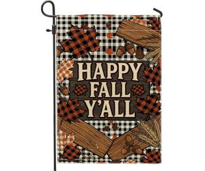 Drapeau Happy Garden - Feuilles d'automne rustiques - Orange - En toile de jute - Double face - Décoration extérieure pour pelouse, porche, terrasse, entrée - 30,5 x 45,7 cm