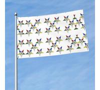 Drapeau imprimé étoiles de l'Est 0,9 x 1,5 m avec œillets en laiton, tissu à séchage rapide, pour cour, balcon, porche, fête