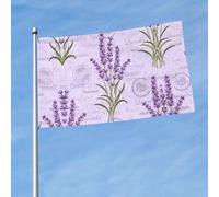 Drapeau imprimé lavande 0,9 x 1,5 m avec œillets en laiton, tissu à séchage rapide, pour cour, balcon, porche, fête