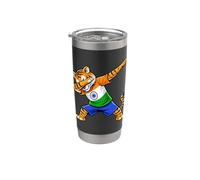 Drapeau indien du Bengale Tigre Dab Pose Inde Gobelet isotherme en acier inoxydable double paroi