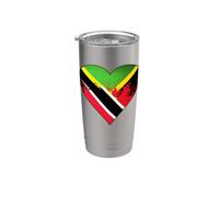 Drapeau jamaïcain et Trinidad Tobago mélange patrimoine cœur Gobelet isotherme en acier inoxydable double paroi