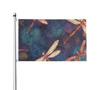 Drapeau libellule peint à la main - 9,1 x 1,5 m - Double face - Pour intérieur et extérieur - Avec œillets - Fournitures de fête - Toile de fond pour décoration de maison