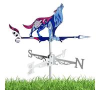 Drapeau météo loup coq de jardin - Drapeau à vent pour terrasse, pour maison, ferme, jardin, cour, cour, terrasse, pelouse, toit, abri