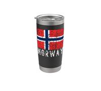 Drapeau norvégien vieilli pour hommes, femmes, enfants Gobelet isotherme en acier inoxydable double paroi