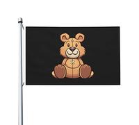 Drapeau ours en peluche dessin animé 90 x 150 cm, double face, résistant, pour extérieur, décoration de fête à la maison ou de terrasse.