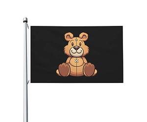 Drapeau ours en peluche dessin animé 90 x 150 cm, double face, résistant, pour extérieur, décoration de fête à la maison ou de terrasse.