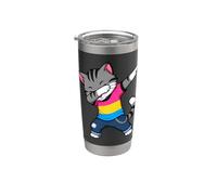 Drapeau Pansexuel Chat Dabbing Gobelet isotherme en acier inoxydable double paroi