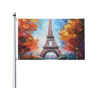 Drapeaux de bienvenue 200D robustes pour jardin, 91 x 152 cm | Peinture Paris Tour Eiffel Drapeau pour l'extérieur Imperméable Bannière Panneau Décoration Drapeaux Pour Vacances Toutes