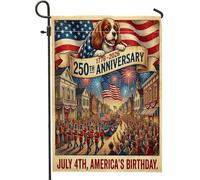 Drapeaux de jardin 250e anniversaire de mariage Cavalier King Charles Spaniel 30,5 x 45,7 cm double face pour décoration extérieure, motif 4 juillet, drapeau de maison, petit drapeau de pelouse