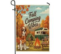 Drapeaux de jardin Cavalier King Charles Spaniel 30,5 x 45,7 cm double face pour décoration extérieure, forêt d'automne, camping-car, feu de camp, petit drapeau de pelouse