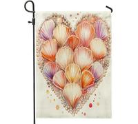 Drapeaux de jardin coquilles festonnées 30,5 x 45,7 cm double face pour l'extérieur, la Saint-Valentin, l'aquarelle, le devant de la cour, les petits drapeaux de maison en toile de jute côtière pour