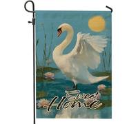 Drapeaux De Jardin Cygne Élégant D'Été Résiste Aux Intempéries Garden Flag Premium Pelouse Drapeaux Pour Célébrations Patio 30X45Cm