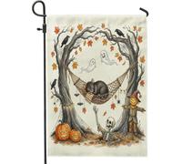 Drapeaux de jardin d'automne pour Halloween, rat et souris, 30,5 x 45,7 cm, double face pour décoration extérieure, fantôme effrayant et effrayant, squelette effrayant, drapeau en toile, petit drapeau