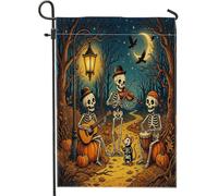 Drapeaux de jardin d'Halloween avec motif squelette de rat et souris, 30,5 x 45,7 cm pour extérieur, motif squelette de vacances, drapeaux de maison, citrouilles pour cour, jardin, pelouse, décoration