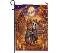 Drapeaux de jardin en toile de jute Jour des morts Rat Souris avant cour arrière 30,5 x 45,7 cm Double face pour extérieur, squelette amusant pour petite maison, ferme, porche, pelouse, drapeaux