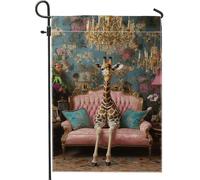 Drapeaux De Jardin Girafe Fantaisiste Coupe-Vent Et Étancheune Pelouse Drapeaux Décorations Drapeau Extérieur Pour Balcon Fête Ferme 30X45Cm
