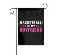 Drapeaux De Jardin Le Basket-Ball Est Mon Petit Ami Décorations Pelouse Drapeaux Résiste Aux Intempéries Treer Drapeau Pour Balcon Fête Célébrations 30X45Cm