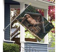 Drapeaux de jardin personnalisés en élan de 1,2 x 1,8 m pour extérieur avec œillets métalliques, drapeau de bienvenue, protection UV et résistant à la décoloration, bannière d'extérieur pour patio