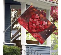 Drapeaux de jardin personnalisés en forme de cœurs rouges de 1,5 x 2,4 m pour extérieur avec œillets métalliques, drapeau de bienvenue, protection UV et résistant à la décoloration, bannière