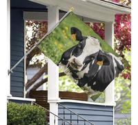 Drapeaux de jardin personnalisés en forme de vache à pois noirs de 1,5 x 2,4 m pour extérieur avec œillets métalliques, drapeau de bienvenue, protection UV et résistant à la décoloration, bannière