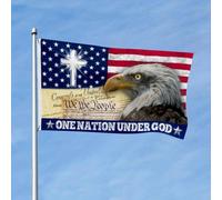 Drapeaux De Jardin Une Nation Sous Dieu, Américain Avec Un Aigle À Tête Blanche Garden Flag Toutes Les Saisons Pelouse Drapeaux Premium Treer Drapeau Pour Patio Balcon Fête M