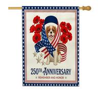 Drapeaux de maison d'épagneul Cavalier King Charles 250e anniversaire de mariage 71 x 101,6 cm double face pour extérieur, 4 juillet, drapeaux verticaux standard en toile pour maison, décoration