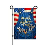Drapeaux De Maison Tablier En Denim Pour La Fête Des Pères Avec Clés Et Outils (États-Unis) Bannière Double Face Durable 30X45Cm Drapeau De Jardin Pour Ferme Intérieure