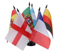 Drapeaux de Table Internationaux avec Support, Mini Fanions Colorés | Base Noire en Plastique à Six Trous, Hampe Rigide, Présentation Verticale, Décoration de Bar, Collection Souvenir