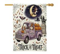 Drapeaux d'Halloween double face pour l'extérieur, motif nain de camion Cavalier King Charles Spaniel, 71,1 x 101,6 cm, pour extérieur, toile verticale standard effrayante, décoration de cour