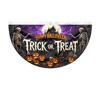 Drapeaux en Éventail pour Halloween, Bannières d'Halloween 2 x 4 Pieds pour l'Extérieur, Décoration en Demi-Éventail pour Décoration Porche, Clôture et Porte