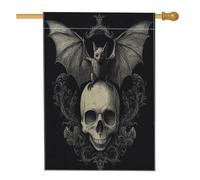 Drapeaux verticaux en toile de jute pour Halloween, horreur gothique, chauve-souris, 71,1 x 101,6 cm, double face pour l'extérieur, esthétique, effrayant, squelette gothique, petits drapeaux de