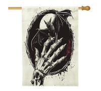 Drapeaux verticaux en toile de jute pour Halloween, horreur gothique, chauve-souris, 71,1 x 101,6 cm, double face pour l'extérieur, aquarelle, squelette effrayant, petits drapeaux de pelouse, drapeaux
