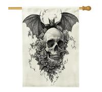 Drapeaux verticaux en toile de jute pour Halloween, horreur gothique, chauve-souris, 71 x 101,6 cm, double face pour extérieur, squelette gothique effrayant, petits drapeaux de pelouse, drapeaux