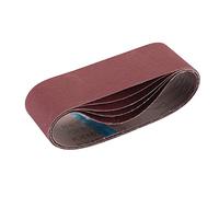 Draper 09246 Lot de 5 bandes abrasives en tissu, 75 x 533 mm, grain assorti, rouge, taille unique